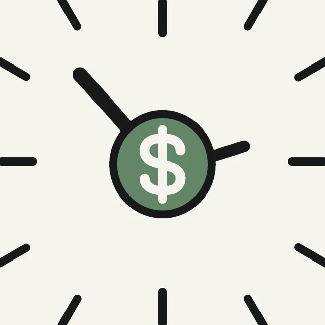 Icona originale di STIPE: un orologio con un simbolo del dollaro al centro